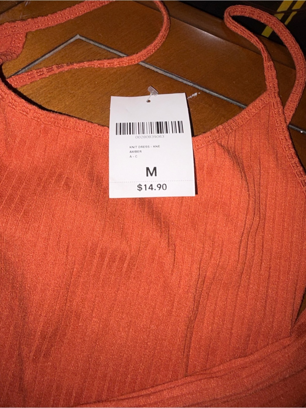 Rust Orange Ribbed Dress - Picture 2 of 2
